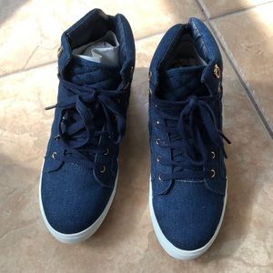 Brand New Never worn High Top Denim Sneakers